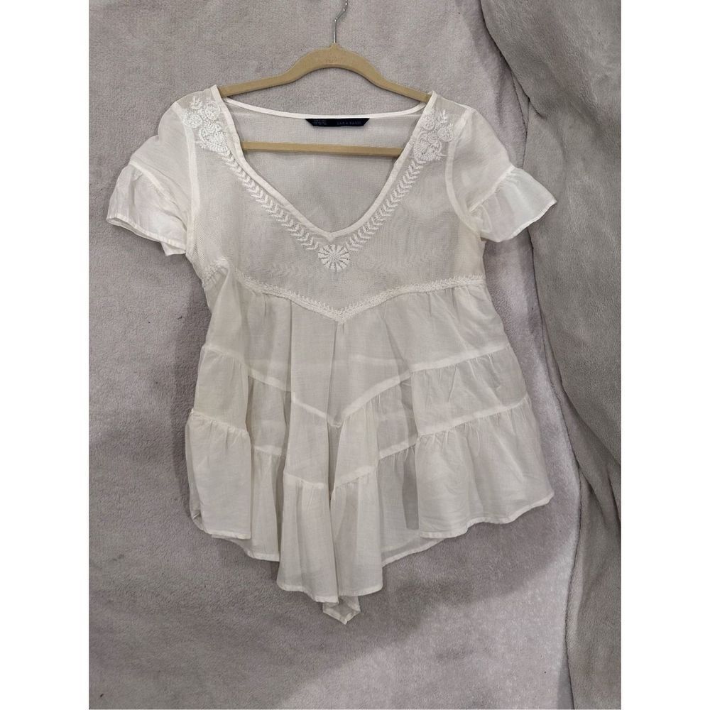 Zara women’s XS blouse white top